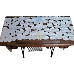 Sam Hedaya Table Runner Cutwork Floral Embroidered 72 in Pastel Lightweight